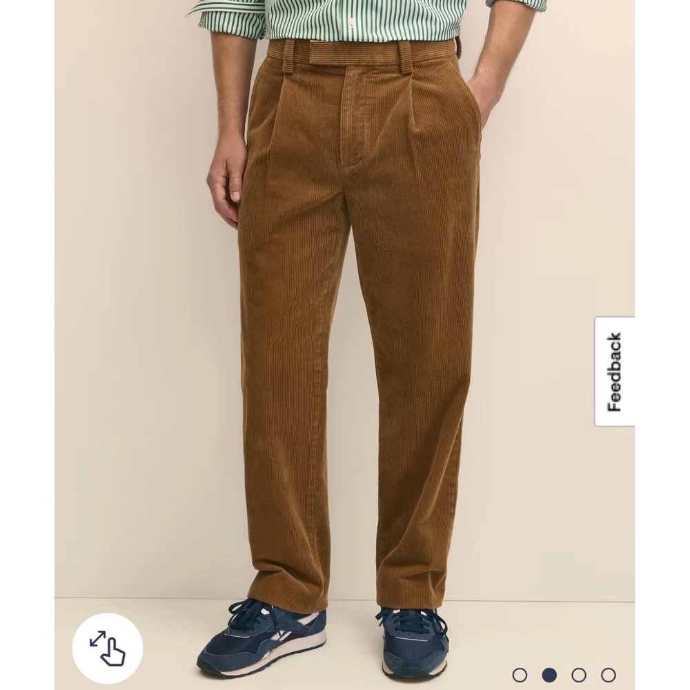 Brooks Brothers Elliot Corduroy Pants Mens 36x32 Blue Brown Pleated Cuffed 2prs - Picture 15 of 16
